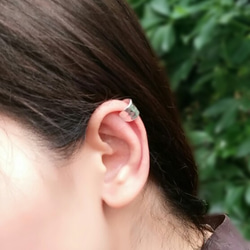 【經典格紋鍛敲耳飾-單只】純銀耳環/無耳洞/男女適用/Sterling Silver EarCuff/Hammered 第4張的照片