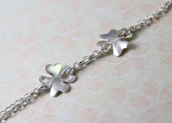 免費刻字【雙倍幸運】幸運草手鍊/Sterling Silver Bracelet/Four-Leaved Clover 第2張的照片