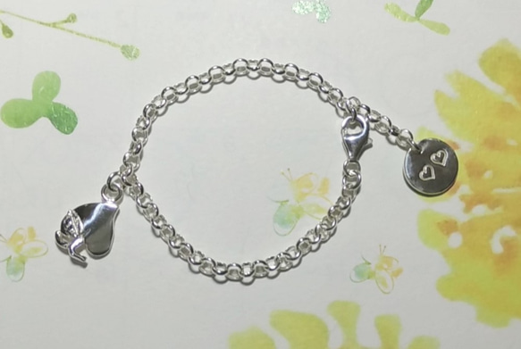 免費刻字【小桃子好討喜】桃子手鍊/寶寶手鍊/彌月禮/Sterling Silver Bracelet /Baby 第3張的照片