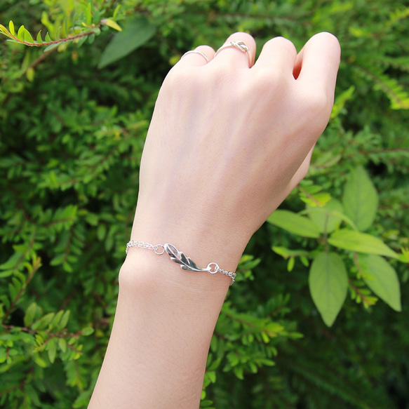 【羽葉】純銀手鍊 / Sterling Silver Bracelet / Feather / Leaf 第3張的照片