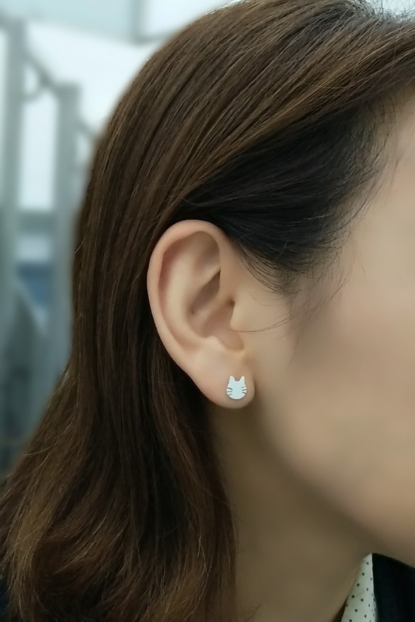 【猫の100種類の表情】シルバーイヤリング/猫イヤリング/非対称イヤリング/Sterling Silver Earrin 3枚目の画像