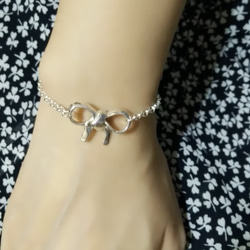 免費刻字【翩然少女心】蝴蝶結手鍊/純銀手鍊/Sterling Silver Bracelet/Ribbon & Bow 第5張的照片