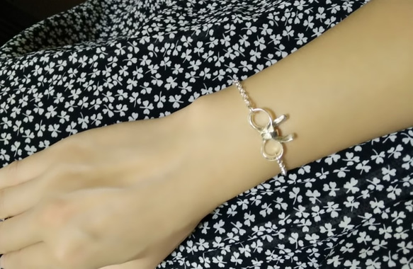 免費刻字【翩然少女心】蝴蝶結手鍊/純銀手鍊/Sterling Silver Bracelet/Ribbon & Bow 第4張的照片