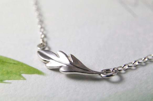 【羽葉】純銀鎖骨鍊/純銀項鍊/直式橫/Sterling Silver Necklace/Feather/Leaf 第2張的照片