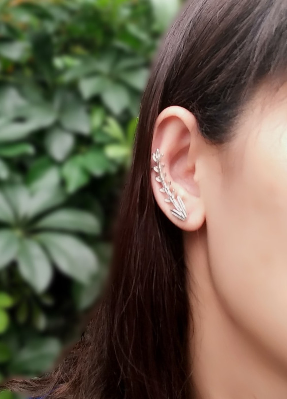 【微醺的浪漫】薰衣草耳環/純銀耳骨夾/Sterling Silver Earcuff/Earring/Lavender 第4張的照片