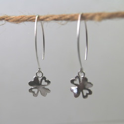 【雙倍幸運】幸運草耳環/純銀耳環/Sterling Silver Earrings/Four-Leaved Clover 第1張的照片