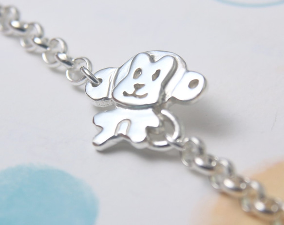 免費刻字【大耳福氣猴】周歲禮/純銀手鍊/寶寶手鍊/SterlingSilver Bracelet/Baby/Monkey 第3張的照片