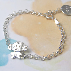 免費刻字【大耳福氣猴】周歲禮/純銀手鍊/寶寶手鍊/SterlingSilver Bracelet/Baby/Monkey 第4張的照片