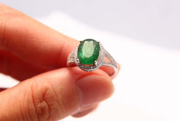 【僅此一枚】天然祖母綠戒指 / Sterling Silver Ring / Emerald Ring / #05 第4張的照片