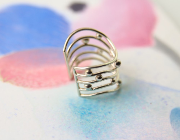 【軌跡】線條與圓/純銀戒指/開口戒/Sterling Silver Ring/Line&Circle/Stars 第3張的照片