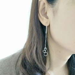 【簍空幾何可調式長耳環-圓】純銀耳環/垂墜耳環/Silver Earrings/Length adjustable 第1張的照片