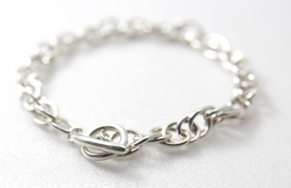 【純手工焊接迴旋鍊-細】純銀手鍊/中性手鍊/Sterling Silver Bracelet/Handmade 第1張的照片