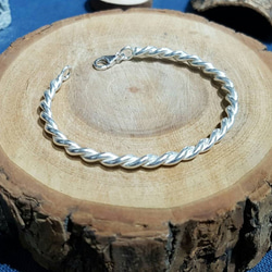 【簡約麻花手環含鉤】純銀手環 / Sterling Silver Bracelet / Circle / Twisted 第1張的照片