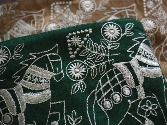 インド刺繍リボン ブレード　馬 グリーン　幅145mm 50cmカット売り(10) 3枚目の画像
