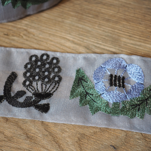 オリジナル 刺繍レース【鳥ちょうちょシリーズ】ブルー ＊ 1パターン