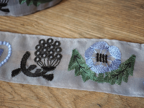 原始刺繡花邊【鳥蝴蝶系列】藍色*1圖案40cm*斯堪的納維亞*圖案*63mm寬度 第4張的照片