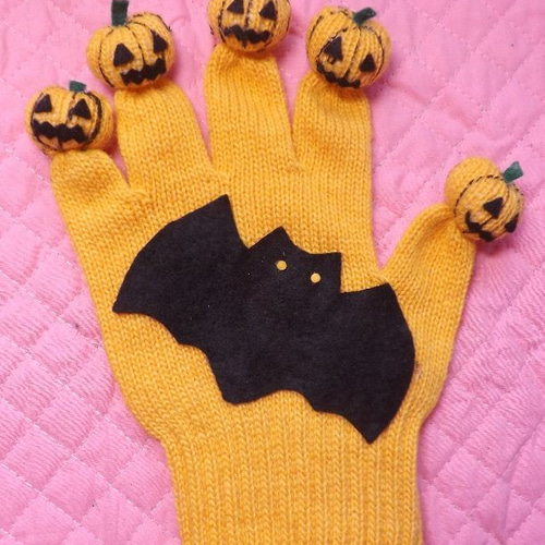 クロネコとカボチャの手遊びセット（手袋シアター） おもちゃ・人形