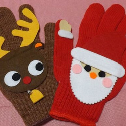 サンタクロース＆トナカイの手遊びセット（手袋シアター） 1枚目の画像