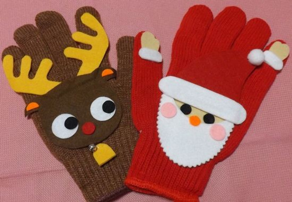 サンタクロース＆トナカイの手遊びセット（手袋シアター） 1枚目の画像