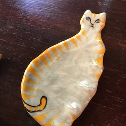 猫のカトラリーレスト縦 二個セット・橙色 3枚目の画像