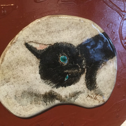 黒猫 幻想陶画　販売済 2枚目の画像