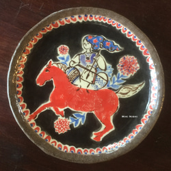 【馬と音色 絵皿】西美紀　-幻想陶画- 絵画の器　【販売済】 1枚目の画像