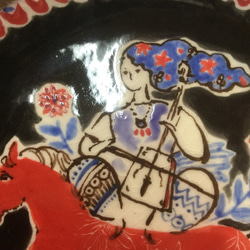 【馬と音色 絵皿】西美紀　-幻想陶画- 絵画の器　【販売済】 5枚目の画像