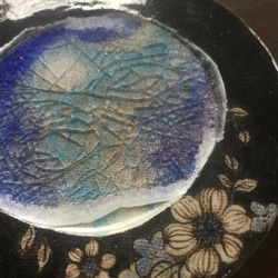 【夢銀河　  黒　陶ガラス菓子皿】西美紀　-幻想陶画- 絵画の器 3枚目の画像