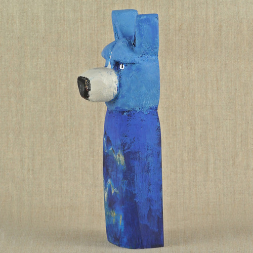 オオカミの木製彫刻 約30cm高 おおかみ 木彫 オオカミ／狼 立体