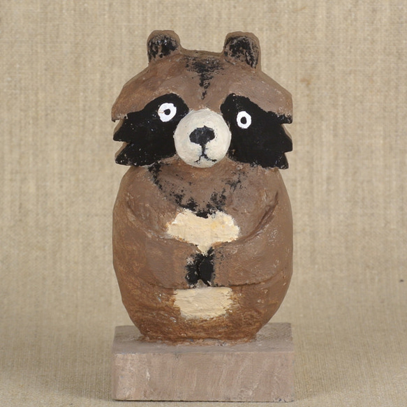 たぬき　木彫　狸／タヌキ／彫刻　2018-2 2枚目の画像