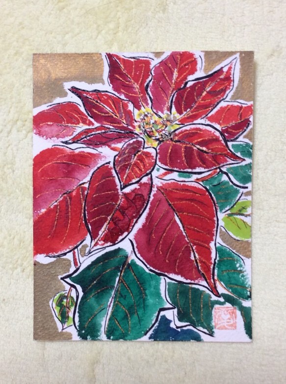 油絵 絵画 【白いポインセチア】