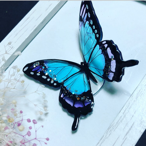 水蝶々のヘアゴム    大　ポニーフックに変更可 2枚目の画像
