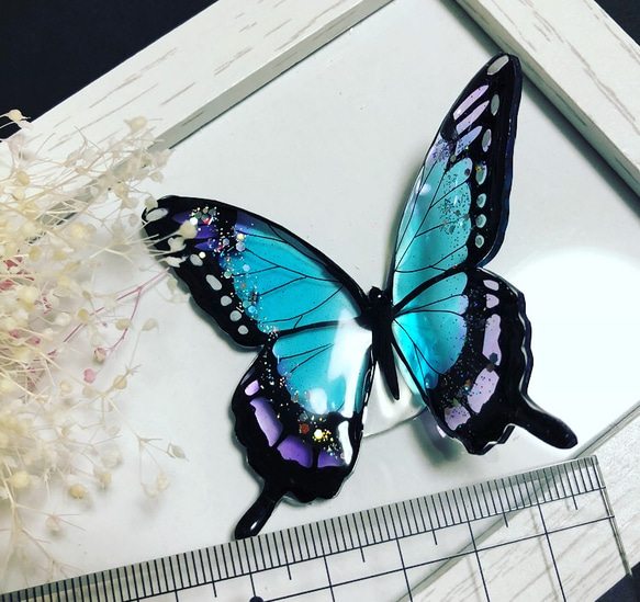 水蝶々のヘアゴム    大　ポニーフックに変更可 4枚目の画像