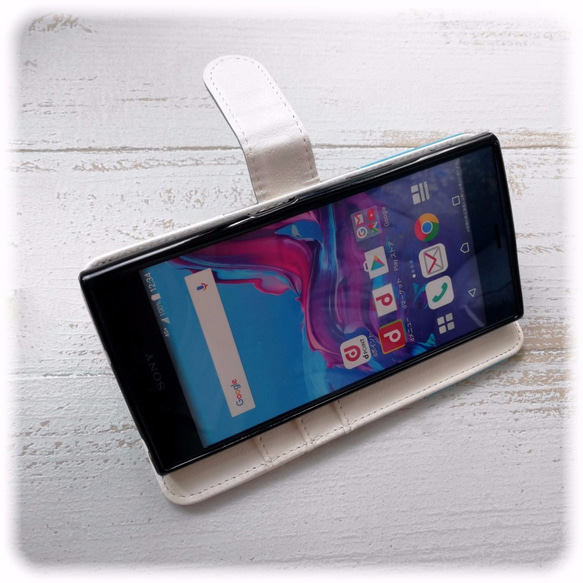 【Nexus 5X】北欧風トリコロール&イニシャルチャーム　手帳型スマホカバー　タッセルストラップ付き♡ 5枚目の画像