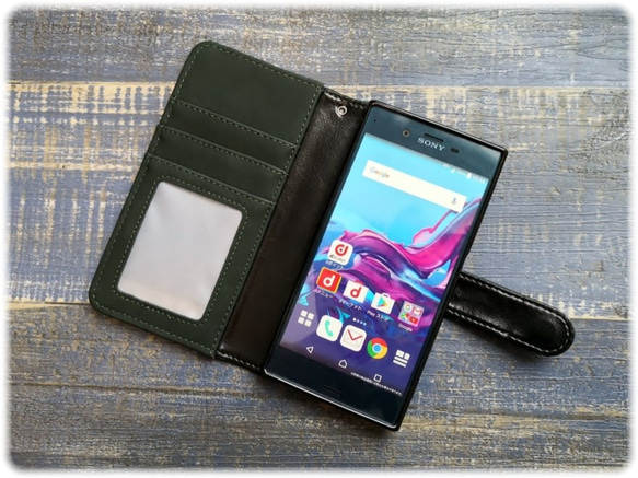 [幾乎所有型號]帶有深綠色concho的筆記本型保護殼智能手機Android iPhone AQUOS Xperia 第4張的照片