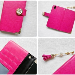 櫻桃粉色智能手機保護殼筆記本型 iPhone Xperia Galaxy 華為 Aquos 第4張的照片