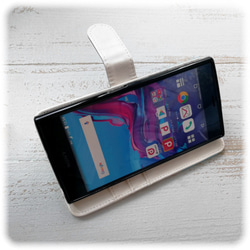 きれいめピンクレース柄 手帳型スマホケース iPhone 13 Xperia 5 Galaxy S20 Aquos R3 7枚目の画像