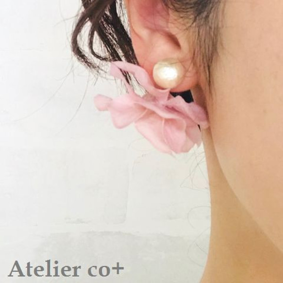 ウェディング・お呼ばれに♡アンティークアジサイのピアスキャッチ♡antique pink〈受注制作〉 5枚目の画像