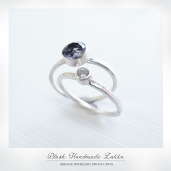 〚 set 〛sv925 simple iolite & cz stacking ring set 3枚目の画像