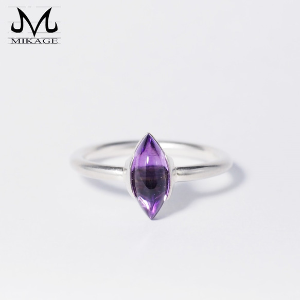 Cabochon Marquise Amethyst Ring：銀９２５アメジストリング 1枚目の画像