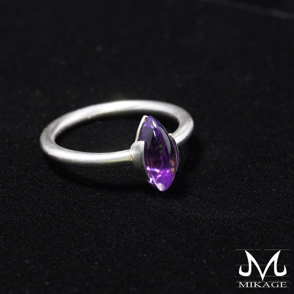 Cabochon Marquise Amethyst Ring：銀９２５アメジストリング 3枚目の画像