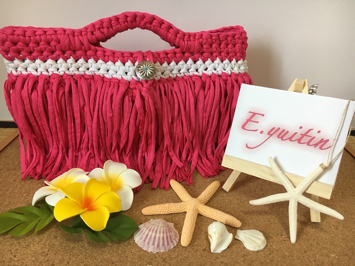フリンジ＊bag♡pink×white オーダー受付中♡