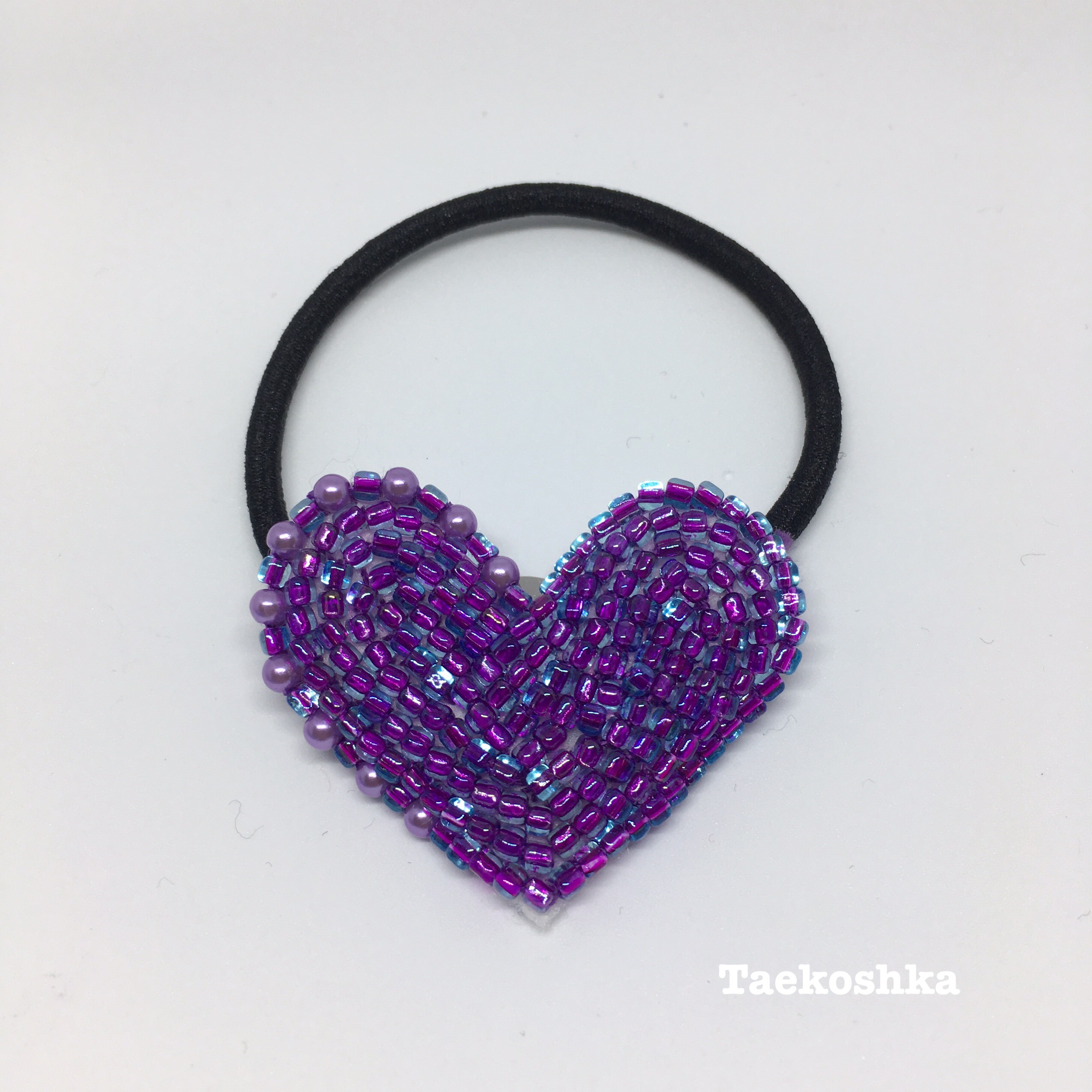 紫1 ヘアゴム ハンドメイド☆ふわじゃら☆ビーズ メグえもん様