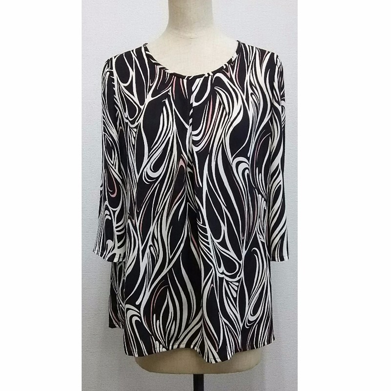 こげ茶に流線柄のチュニック 12号サイズ