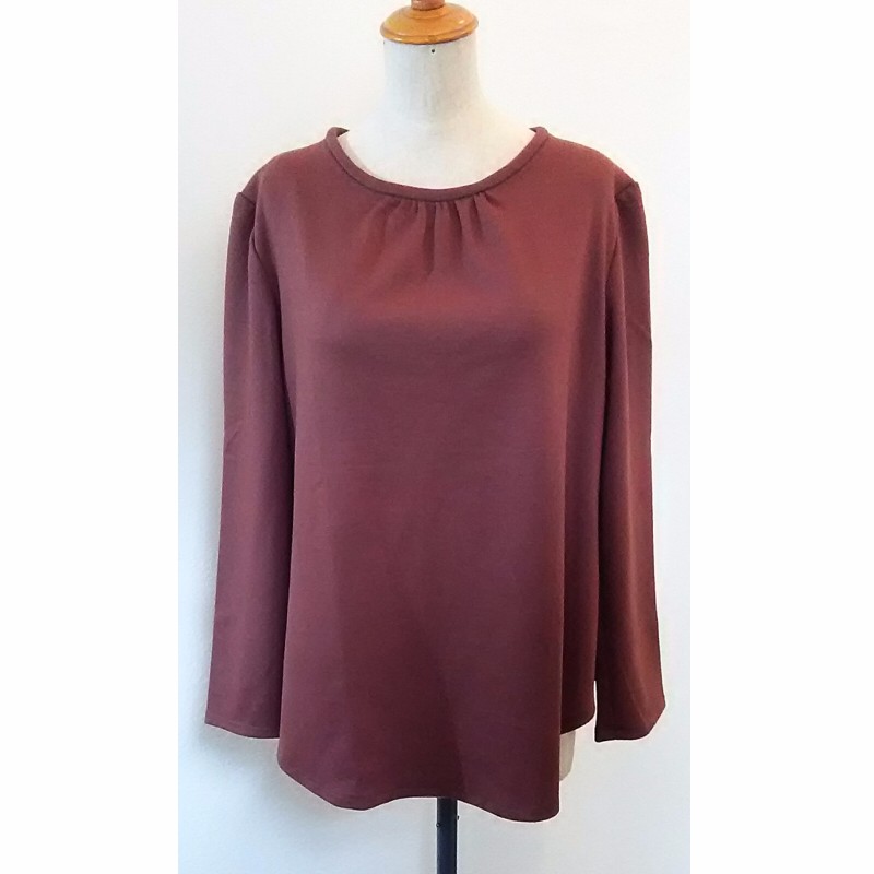 裾カーブのウールチュニック レンガ色 2Lサイズ