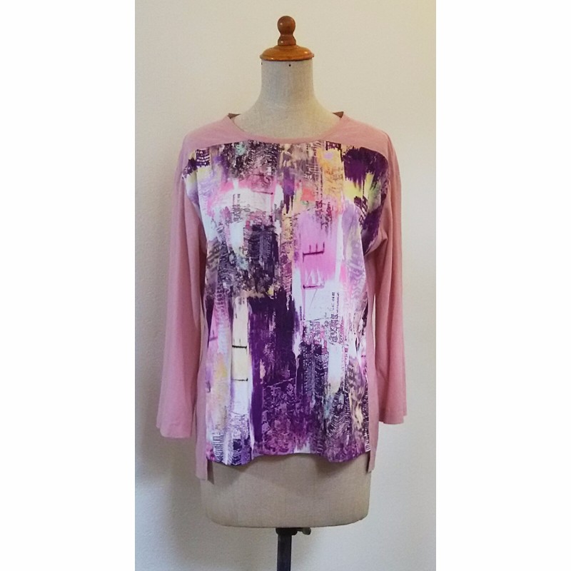 前柄の長袖Tシャツ ピンク 12号サイズ