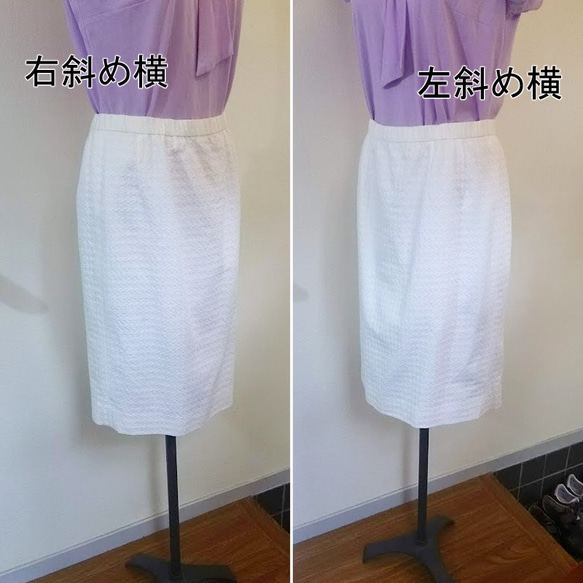 白ピケ タイトスカート 2Lサイズ 2枚目の画像