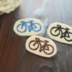 ピクトグラム風オリジナル　自転車・ロードバイク　キャンバス素材刺繍ワッペン 1枚目の画像