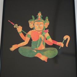仏像（梵天）イラスト　切り絵　228×278mm　六つ切アルミフレーム入り（フジカラー製） A4サイズ 3枚目の画像