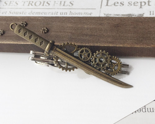 歯車と日本刀のネクタイピンor鰐口 タイピン・カフス hatuharu